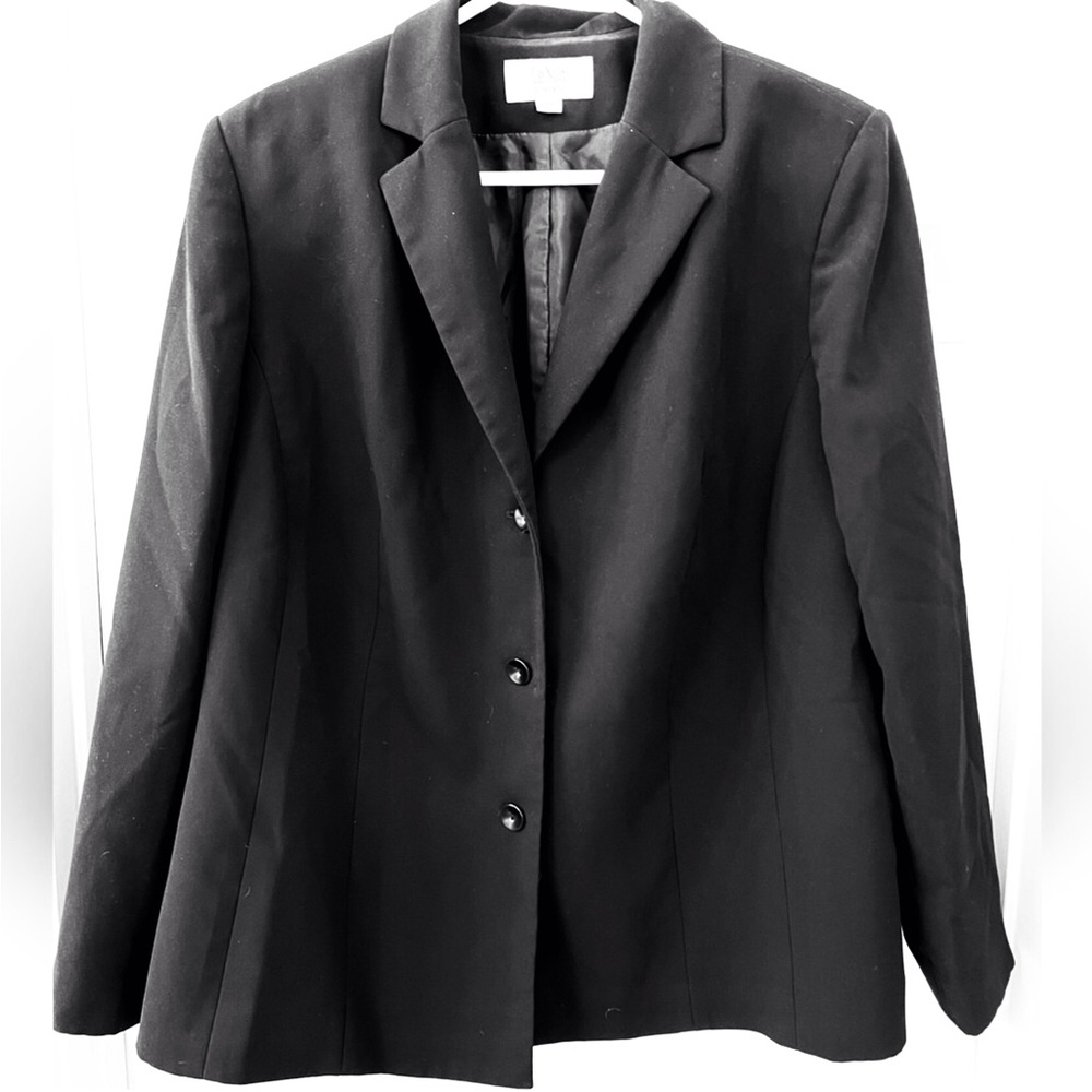 Le Suit Separates Black 3 Button Front Blazer Sz 16W